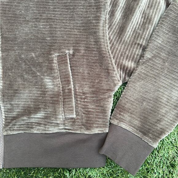 Nuuds Full Zip Ribbed Hoodie Cropped Velvet Cord Velour Loungewear Sweatshirt S - Picture 4 of 11